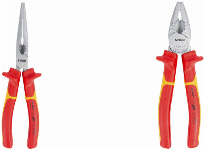 Set STIER Telefonzange gerade 205 mm VDE-geprüft + Kraft-Kombinationszange 180mm