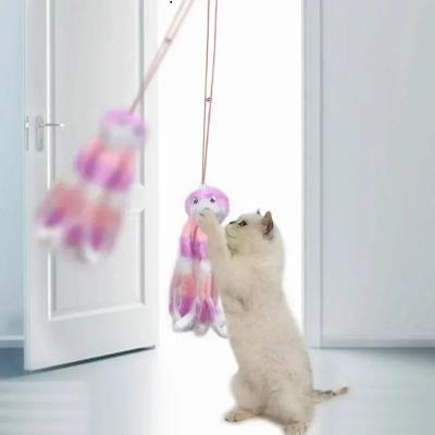 Inspire Select Hanging Door Bungee Cat Toy Elastic Swing Teaser For Self Play, Boredom Relief & Indoor Exercise purple White
