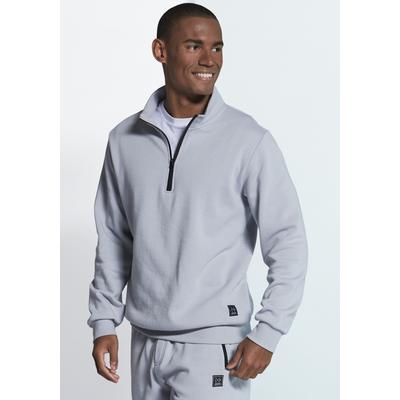 Sweatshirt JOHN DEVIN, Herren, Gr. 3XL (64/66), grau (hellgrau), angeraute Sweatware, Obermaterial: 60% Baumwolle, 40% Polyester, unifarben, bequem normal, Rundhals, angesetztes Bündchen, Sweatshirts Sweatshirt, Troyer mit schwarzem Reißverschluss...
