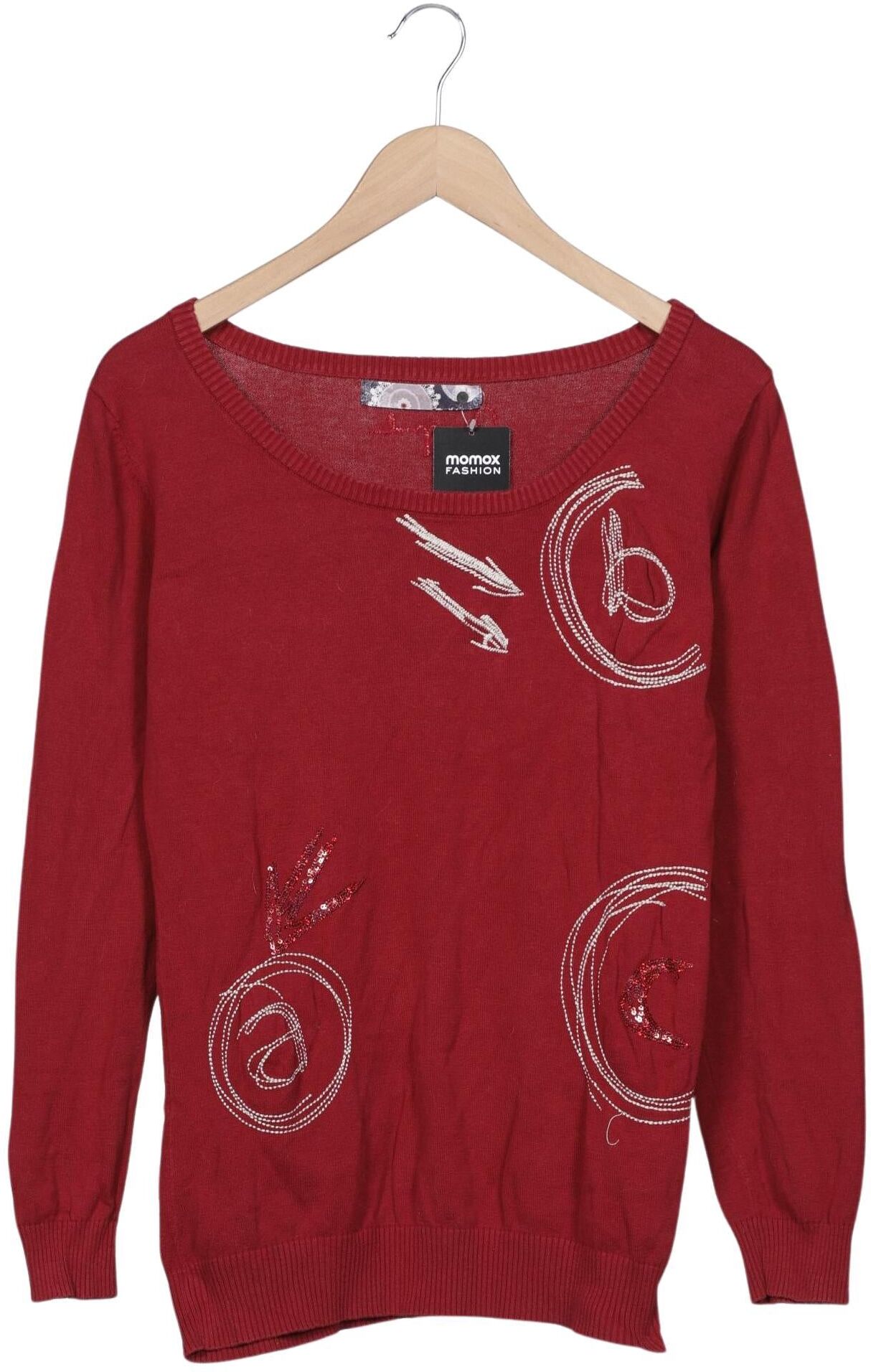 Desigual Damen Pullover, Bordeaux, Gr. XL, Baumwolle - Second Hand