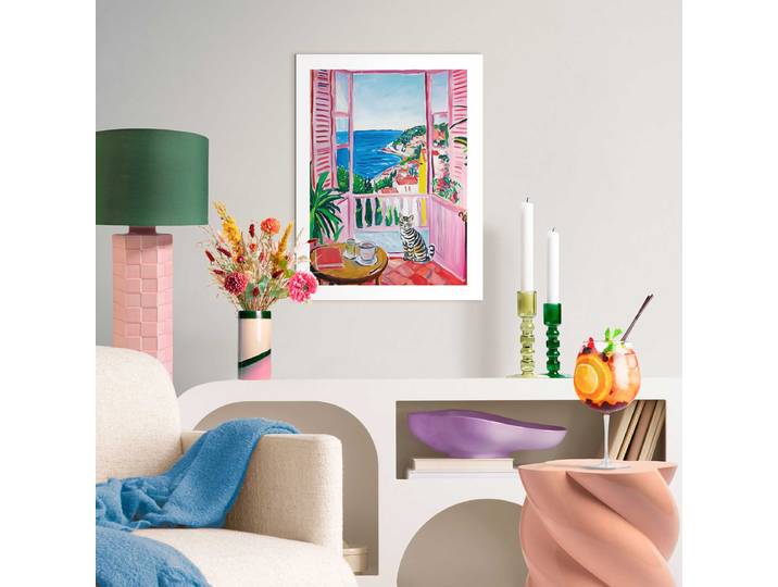 Gerahmtes Bild Summer Holiday MDF Mitteldichte Holfaserplatte Multicolor 30 x 40 x 1cm