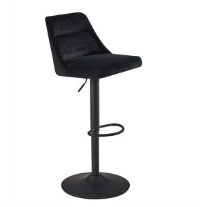 Wohnling Barhocker WL7.000, drehbar mit Lehne, 64-84cm Sitzhöhe, Stoff, schwarz