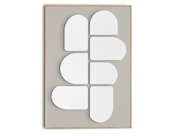 Wandbild REINDERS Abstract lichtgrijs met wit , weiss (farbe bild(er): weiß), B:70cm H:100cm T:3cm, Bilder, Wandbild, Home Office - Weiss - MDF - Abstrakt - 70x100 cm