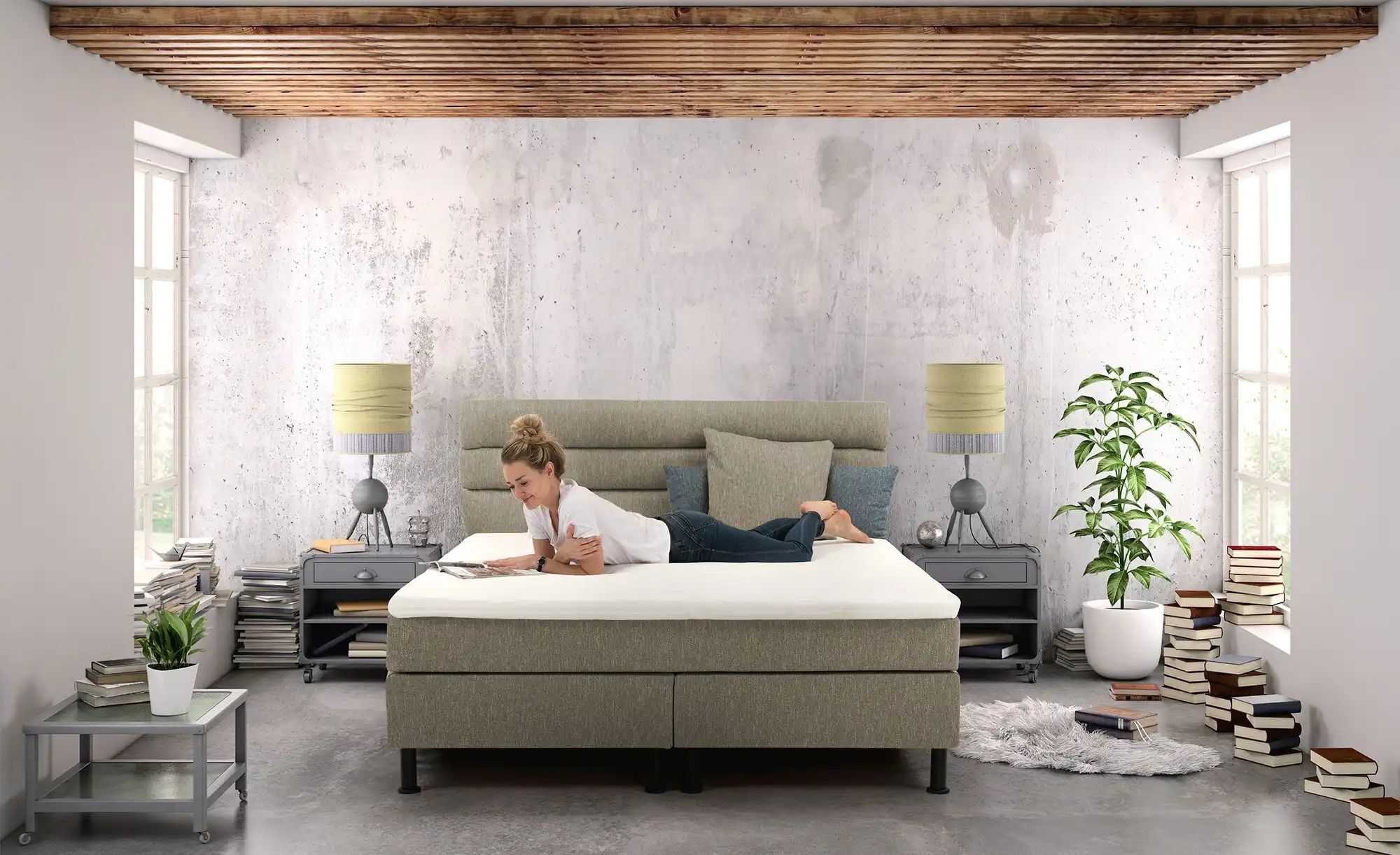 Höffner Boxspringbett  Lina ¦ braun ¦ Maße (cm): B: 188 H: 122