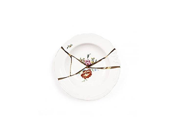 SELETTI - Piatto fondo in porcellana - 09622 - TAGLIA UNICA Kintsugi Seletti Marcantonio: servizio da tavola in ceramica con dettagli doratiScopri la collezione Kintsugi Seletti\, il r