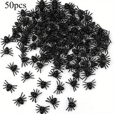 Uplifted Finds Plastic Mini Black Spiders Set Realistic Haunted House Prank Decor 50 Pcs