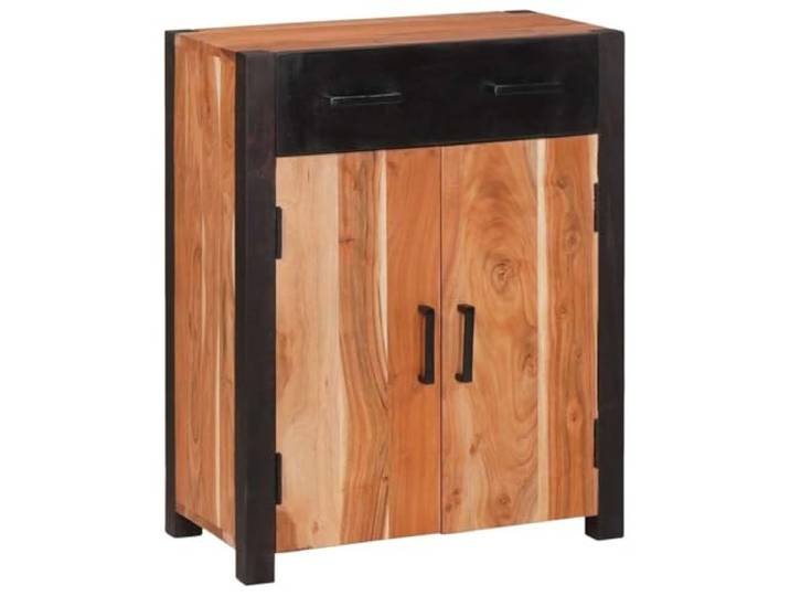 KTHLBRH Anrichte braun 55 x 30 x 75 cm Akazienholz massiv 1 Schublade, 2 Türen, Eisenbeine, D-Griffe, moderner Stil, 60 kg