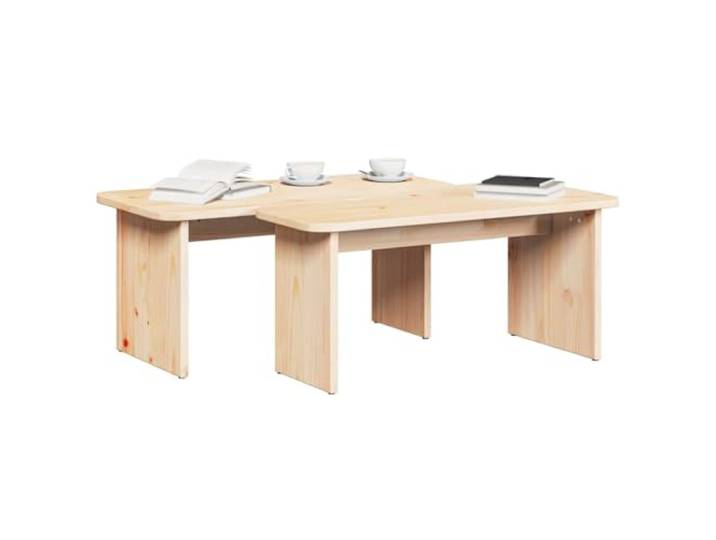 KTHLBRH Couchtisch, 2 Stück, massives Kiefernholz, natur Rundes Set, robuste Struktur, einzigartige Maserung, ideal für Wohnzimmer und Meetings