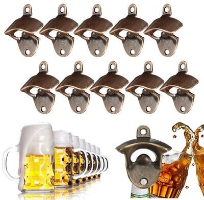 Inspired Living Vintage Wall Mount Bottle Opener Set 10 Pack Heavy Duty Zinc Alloy Beer Bottle Openers Vintage Wall Mount Bottle Opener Set 10 Pack Heavy Duty Zinc Alloy Beer Bottle Openers