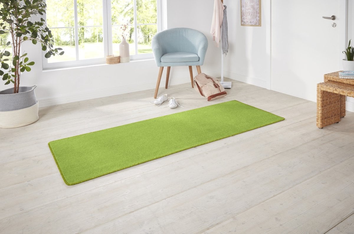 Flycarpets Loper Nasty Laagpolig Vloerkleed Groen 80 x 150 cm
