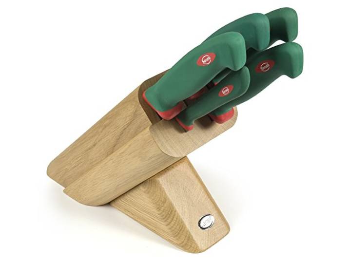 Sanelli 931605 Messerblock Leck, Holz, grün/rot, 5 Stück