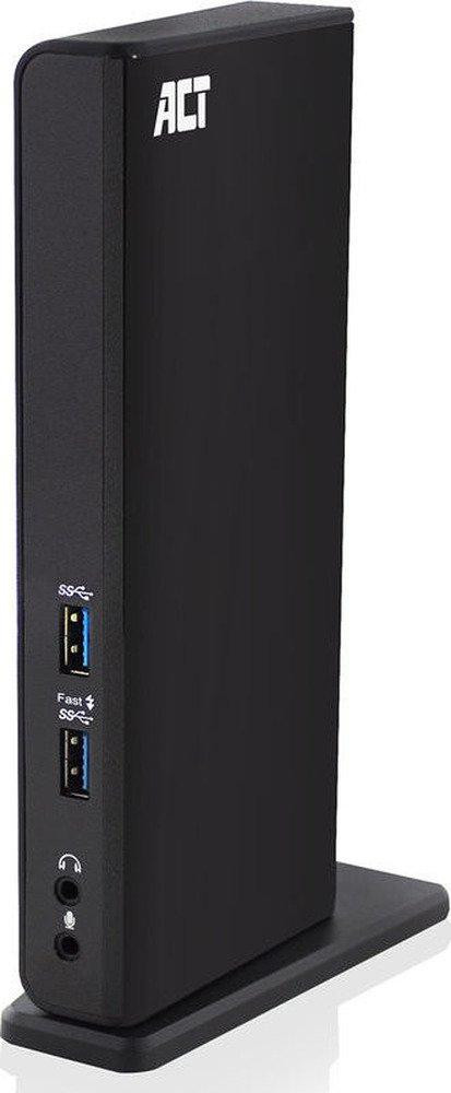 ACT AC7049 Dual Monitor Docking Station met USB-C, USB-A, HDMI en Ethernet, Zwart