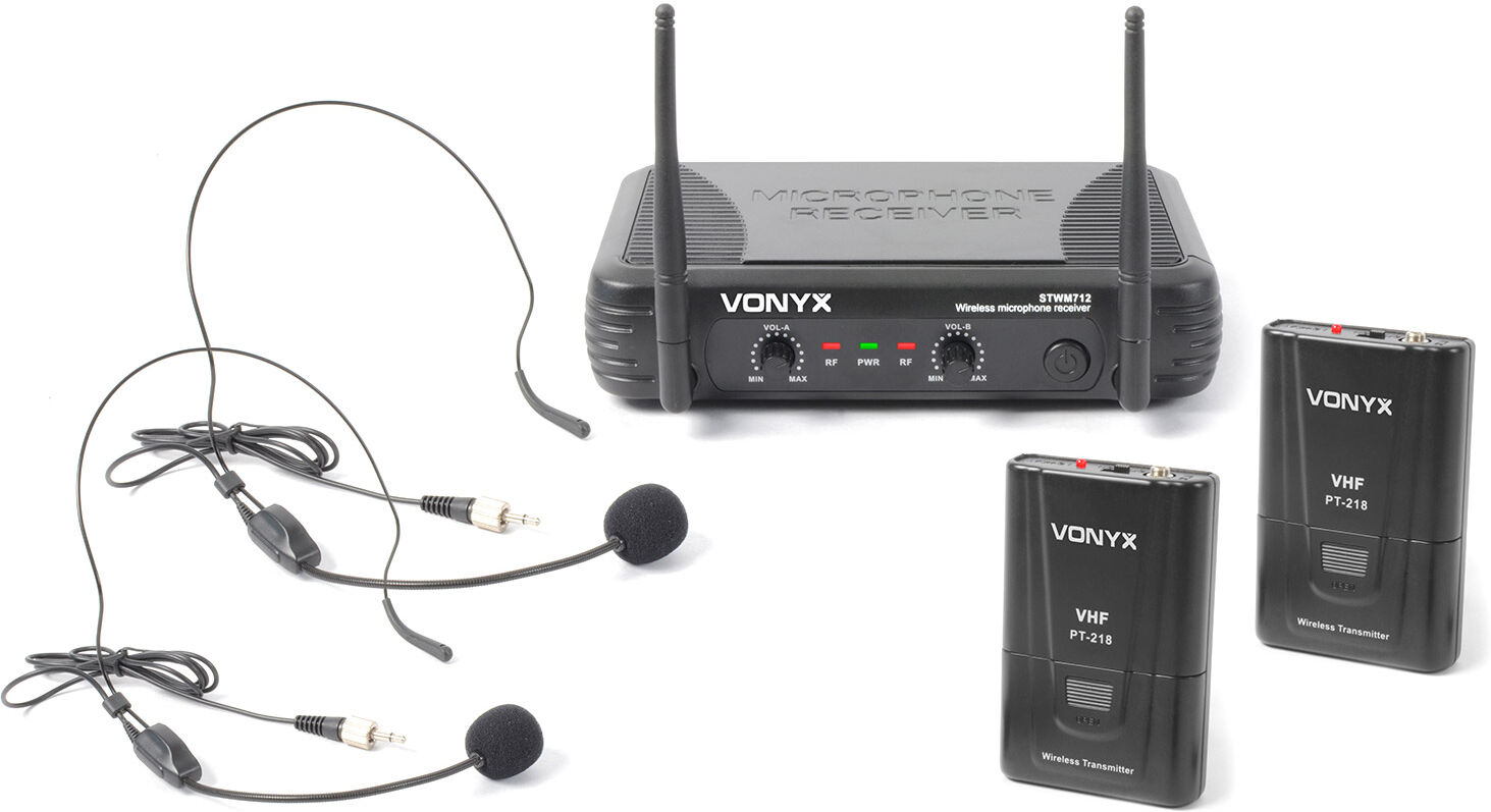 Vonyx Stwm712h Drahtloses 2-Kanal-Vhf-Headset-Mikrofonsystem