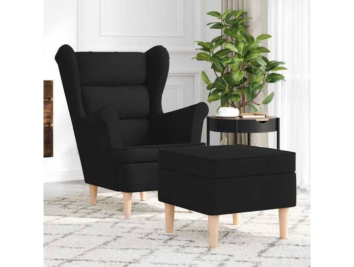 Fauteuil avec repose-pieds - XWO - Noir - Tissu polyester - 74x84x100 cm - Repose-pieds 52x52x42 cm - Rembourrage mousse