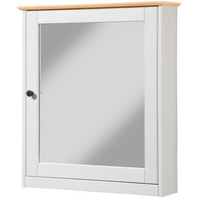 Spiegelschrank WELLTIME "Sylt/ Rügen/ Modern", weiß (weiß, honig), B:60,5cm H:67,5cm T:30,5cm, Massivholz, Schränke, Spiegelschrank, Breite 60,5 cm, aus massivem Kiefernholz