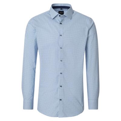 Businesshemd VENTI "VENTI Businesshemd Langarm Print", Herren, Gr. 46, Normalgrößen, blau, 100% Baumwolle, bedruckt, schmal, Hemden