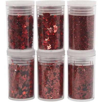 Creativ Company Biologisch abbaubarer Sparkles & Pailletten, Rot, 6x7 ml