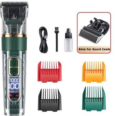 Inspired Finds Professional Rechargeable Pet Clipper Grooming Trimmer For Dogs & Cats green 9mm Set