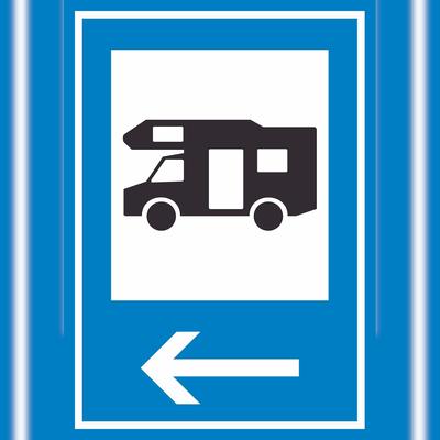 HB-Druck Campingplatz Wohnmobil Schild mit Pfeil links A5 (148x210mm)
