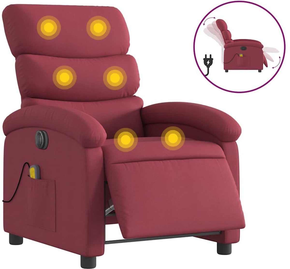 vidaXL Massagestoel - Elektrisch verstelbare relax fauteuil - Wijnrood