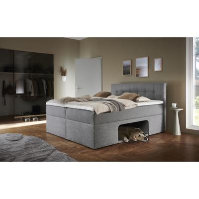 Boxbett HOME AFFAIRE "Carolin", grau (hellgrau), B:162cm L:210cm, Komplettbetten, mit Nische inkl. gepolsterter Unterlage für Haustiere