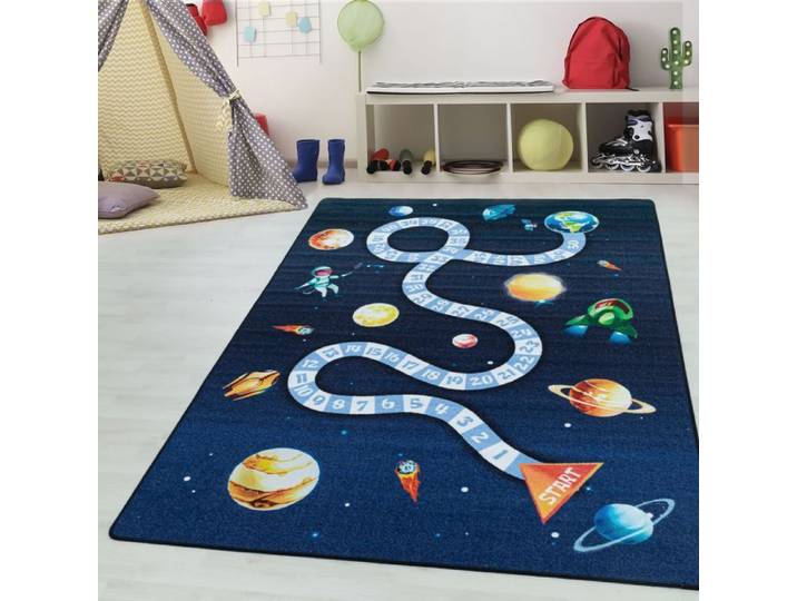 Teppium Tapis enfant motif espace coloris bleu marine 160x230 cm tapis chambre enfant tapis chambre bébé