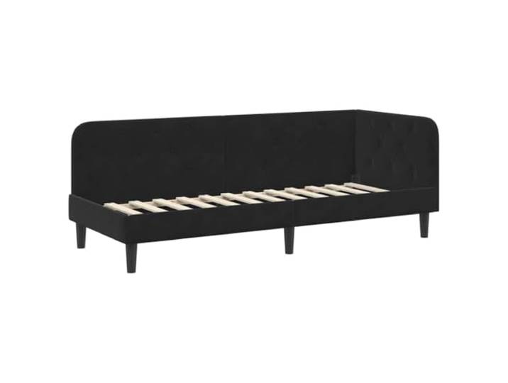 PUGYNBK Eckbett Schwarz 80 x 200 cm Samt Wendbare Armlehne, Schlafsofa, platzsparend, moderner Stil