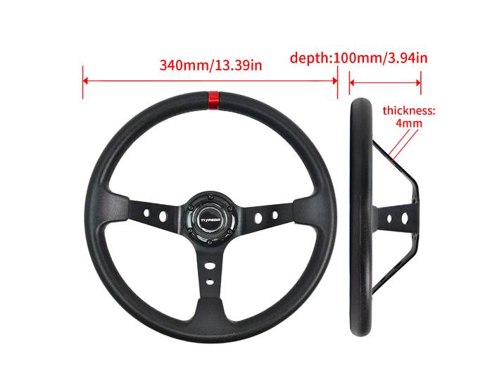 Volant de course en cuir PU de 350mm, pour voiture de sport modifiée, avec Base à 6 boulons