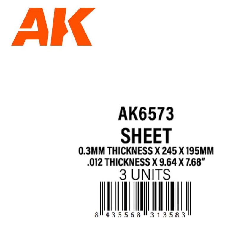 AK Interactive 0.3mmthickness x 245 x 195mm - STYRENE SHEET (AK6573)