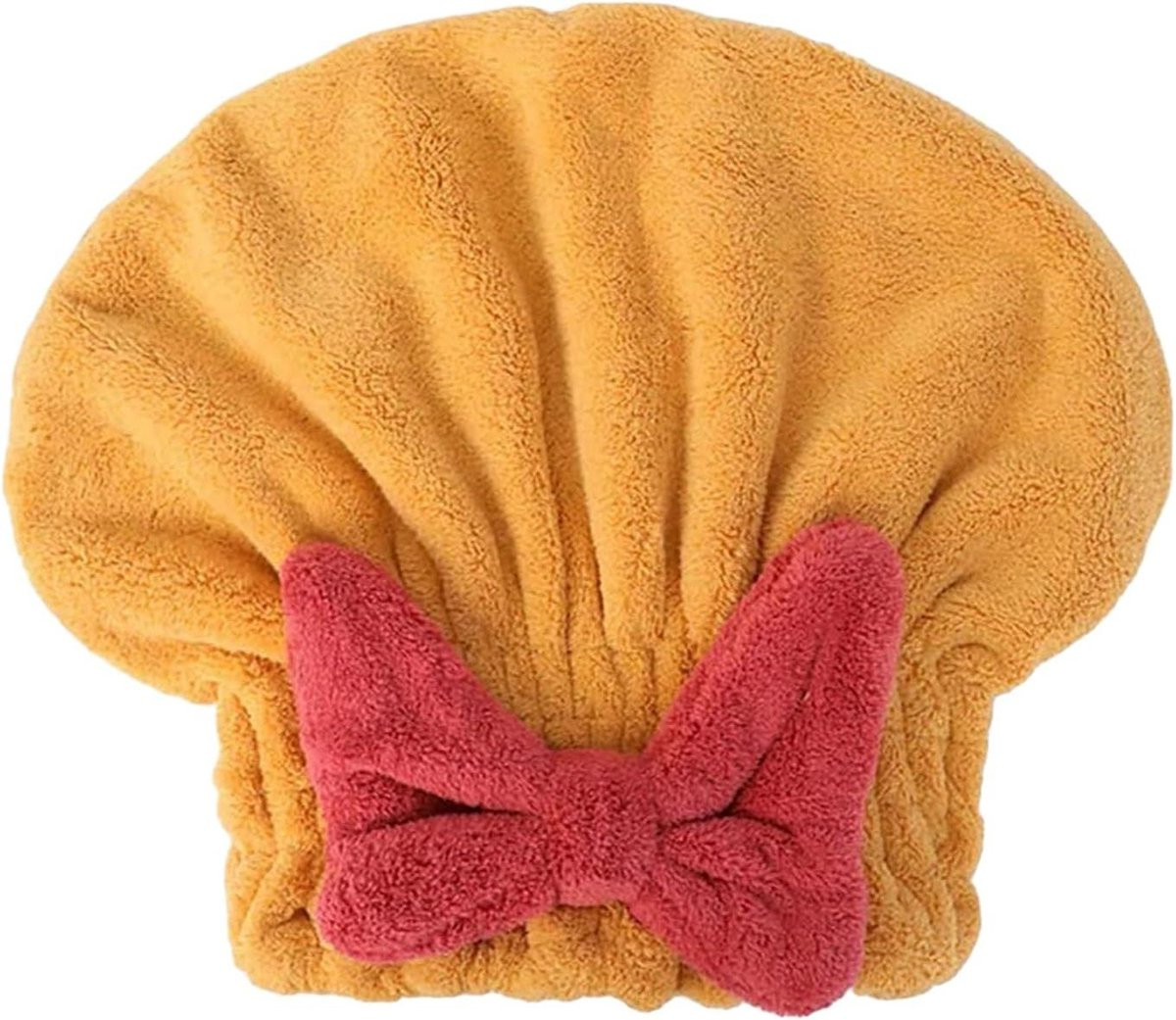 Haarhanddoek Wikkel Haardroogkap van Zacht Koraalfleece - Geel - 27 x 30 cm