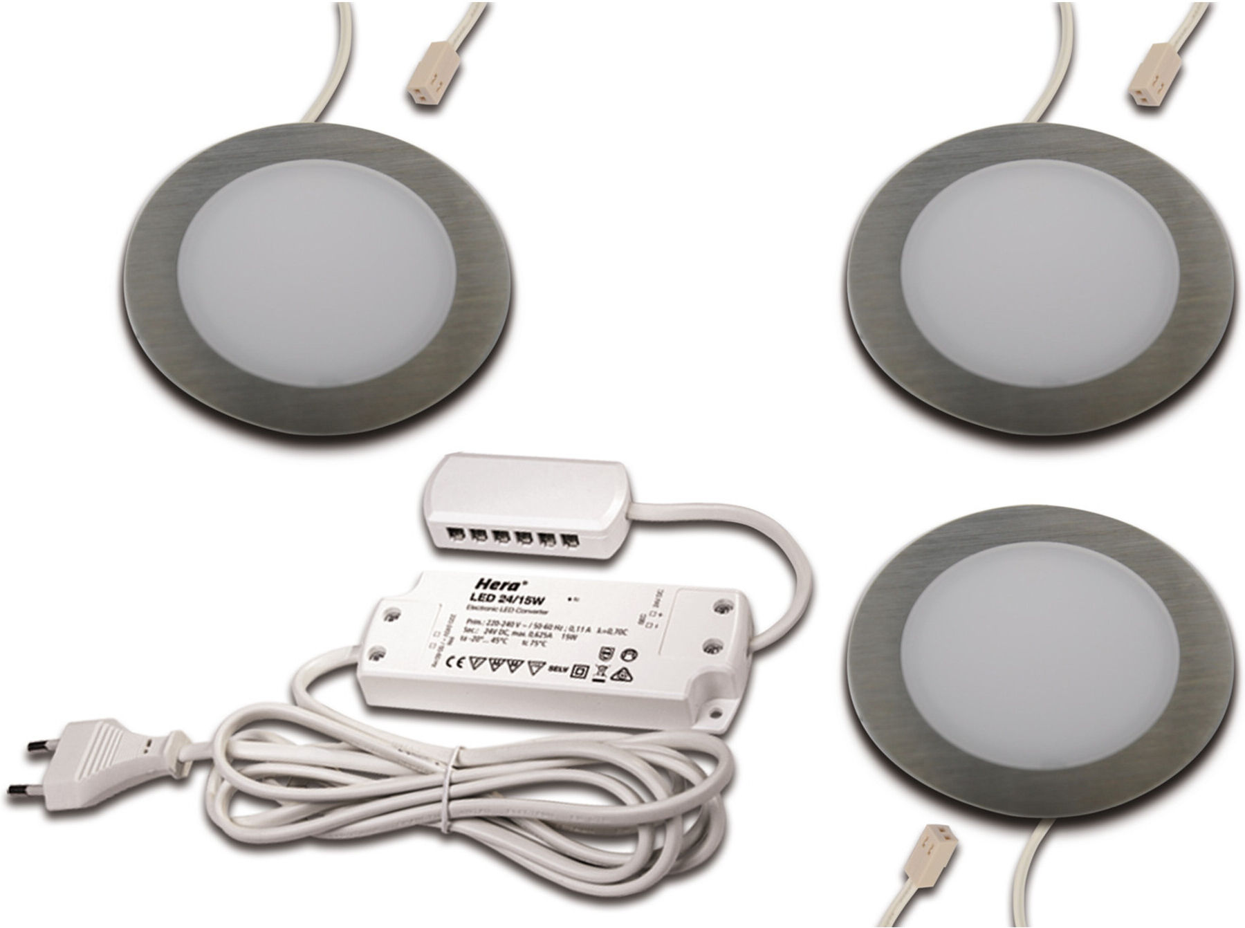 Hera LED Einbauleuchte 3er-Set warmweiß edelstahloptik (61060430002)