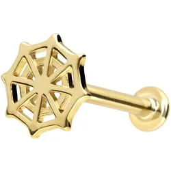 14 Karat Gold Labret mit Innengewinde SPINNENNETZ