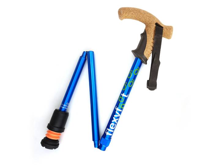 Able2 Flexyfoot - Wandelstok - Opvouwbaar met kurken handvat - Blauw