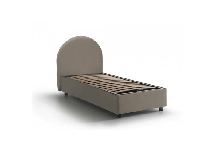 Lit simple en tissu tourterelle 80x190 cm
