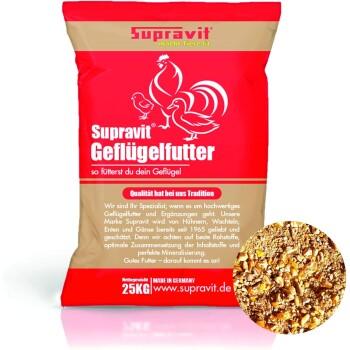 Supravit Legemehl für Hühner GVO - Gentechnik frei | für stabile Eierschalen und hohe Legeleistung | hochwertiges mehrfach gereinigtes Legekorn für Legehennen 25 kg