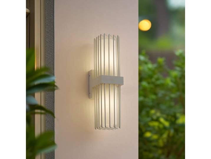 Chandan Außenwandlampe, 42 cm, weiß, Metall, IP54 - Lucande - Terrasse - Modern - Aluminium - Mehrflammig