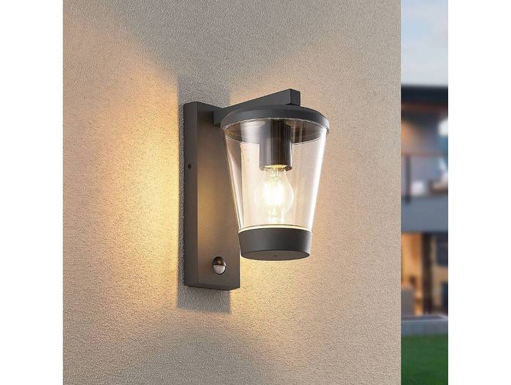 Trio Lighting Aussenwandleuchte mit Bewegungsmelder CAVADO, dimmbar, schwarz, Aluminium, Modern