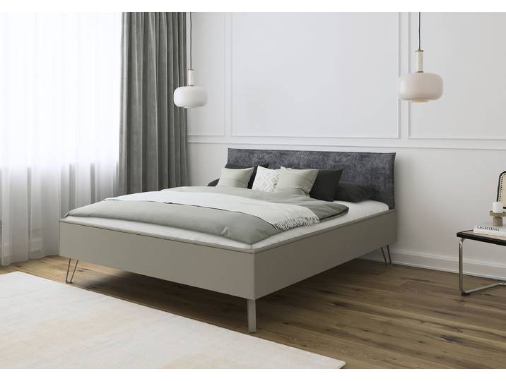 Bettgestell Liora 180 x 200cm Webstoff Braun/Cappuccino