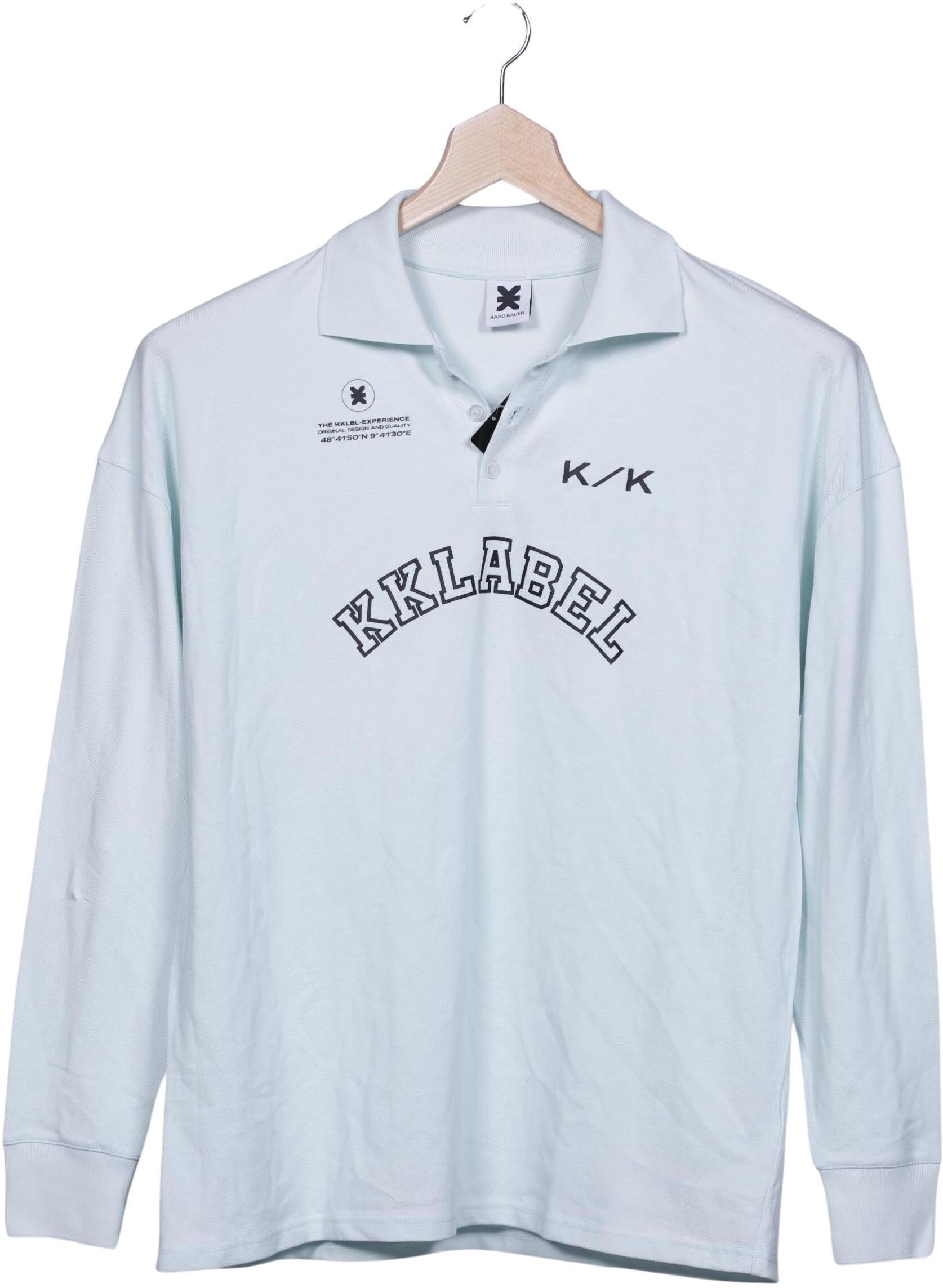Karo Kauer Herren Poloshirt, Hellblau, Gr. S, Baumwolle - Second Hand