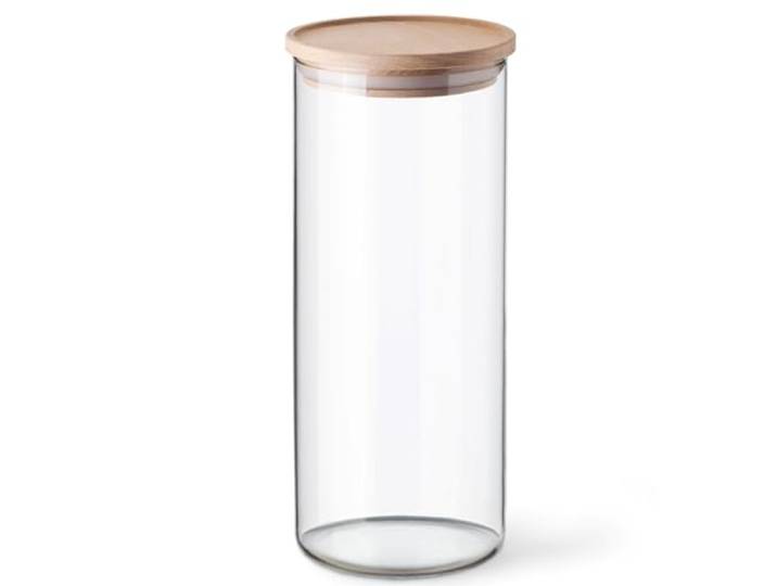 SIMAX - Vorratsglas mit Deckel aus Holz, Fassungsvermögen 1,4 l, Maße 9,6/23,3 cm – Borosilikatglas – sehr hohe Widerstandsfähigkeit – 5142/LW