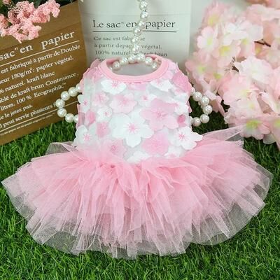 Pet Hub Lace Chiffon Dog Dress: Flower Fashion For Parties, Birthdays, Weddings XL 1