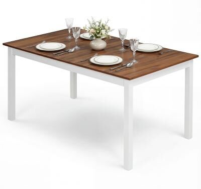 Lirago 60 Inch Rectangular Dinner Table with Solid Rubber Wood Legs