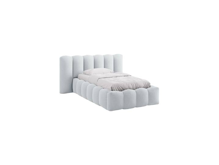 Design Einzel-Polsterbett „Lupine“ mit Ablagefach Strukturstoff Hellgrau Chosen by Bloomingloft