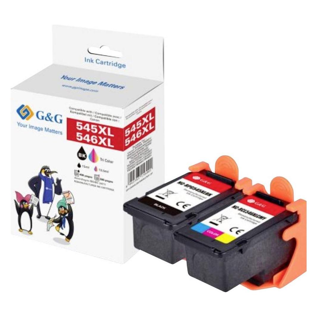 G&G XL-Patronen 2er Set kompatibel mit Canon 546XL/545XL (BK) (15088)