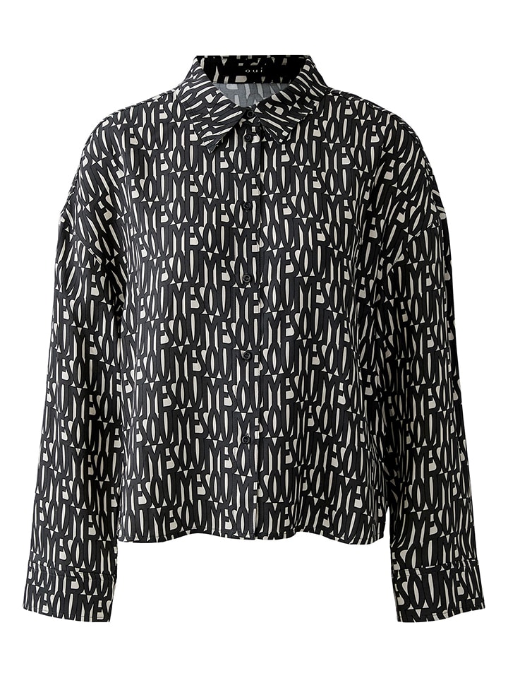 Oui Bluse in Schwarz/ Creme - 38