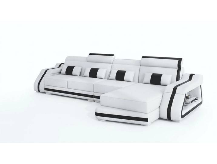 JVmoebel Ecksofa Modernes Ecksofa L-Form Weiß mit LED und elegantem Design, 1 Teile, LED-Beleuchtung, Stauraum, Modernes Design