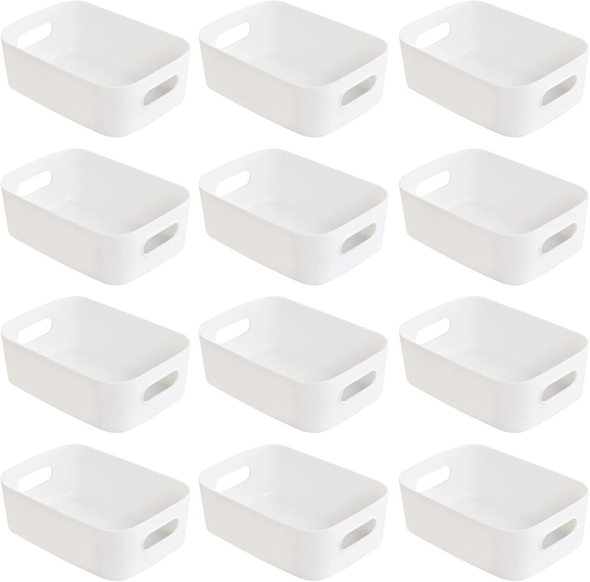 Set van 12 stapelbare plastic opbergboxen voor volwassenen