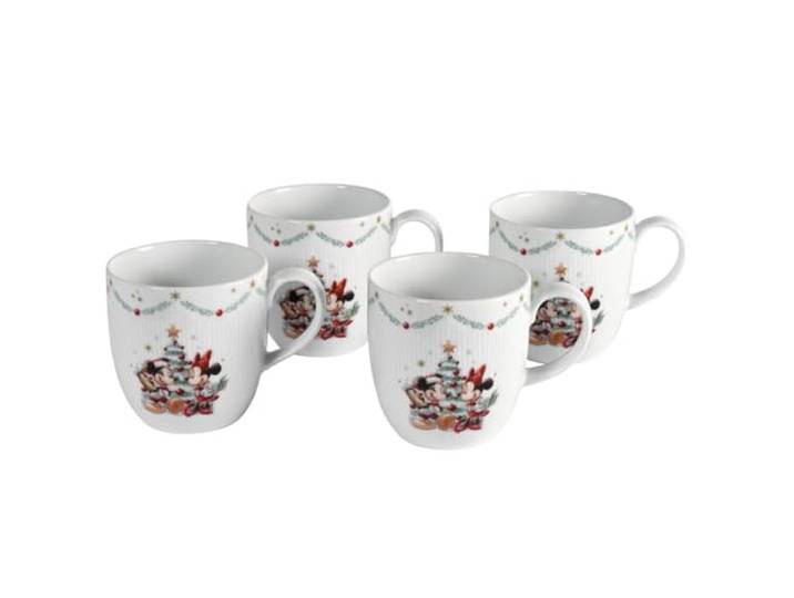Fyrklövern Micky & Minnie Kaffeetasse Disney, 4er-Set, 350 ml, Porzellan, Spülmaschinenfest, Weihnachten, Weiß