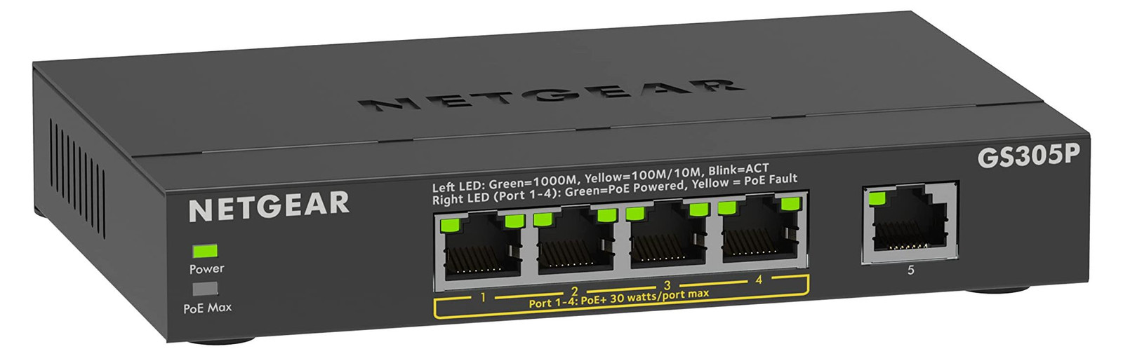 Netgear GS305Pv3 Unmanaged Gigabit Ethernet PoE Switch - Zwart