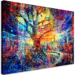 LEINWANDBILD Baum Abstraktion Bunt 60x40cm